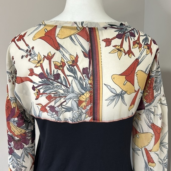 Anthropologie Tiny Raye Balloon Sleeve Mixed Media Blouse Black Size Small - Picture 11 of 16